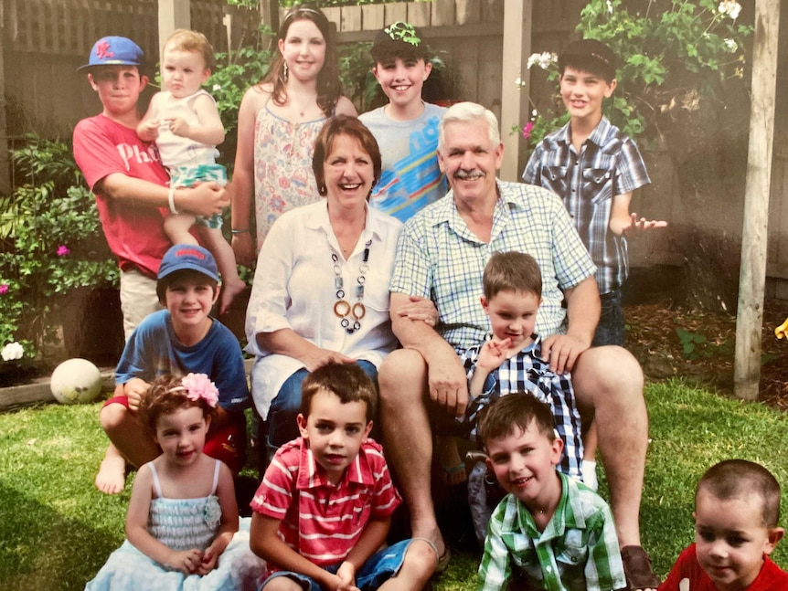Michael and Joan Kennedy with their grandkids.