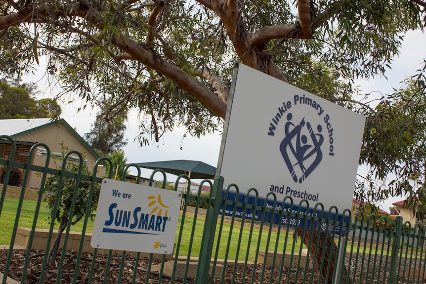 The sign at the front gate of Winkie Primary School