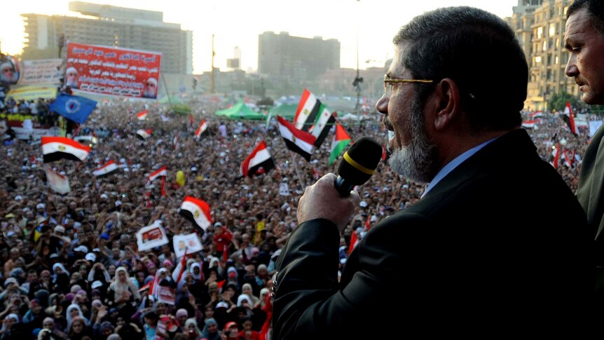 In defiance: Mohammed Mursi