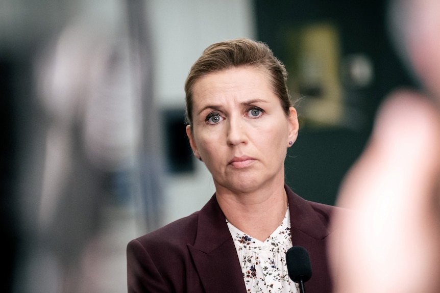 Danish Prime Minister Mette Frederiksen speaks to the media about the three gas leaks.