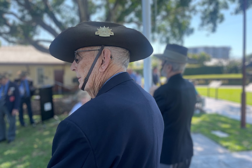 A veteran in a slouch hat at a ceremony