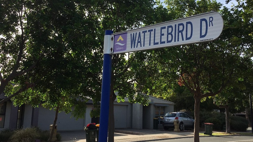 A road sign saying "Wattlebird Drive"