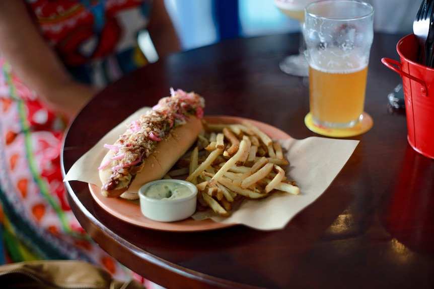 a Danish style hot dog served at the slip inn pub to celebrate princess mary's proclamation