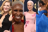 A composite image of Cate Blanchet, Cynthia Erivo and Helen Mirren and Saniyya Sidney 