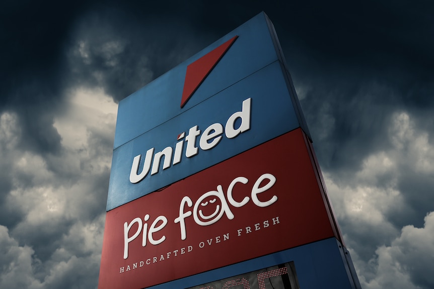 A graphic showing the United Petrol station and Pie Face signs.