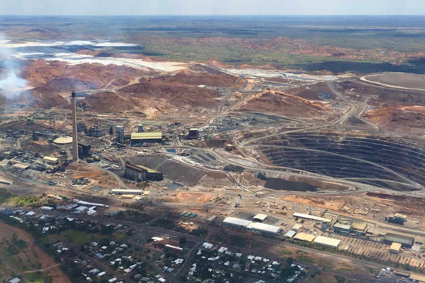 A township featuring a great deal of industry, as seen from above.