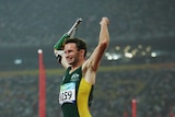 Over the moon: Heath Francis broke the world record on the way to 200m gold.