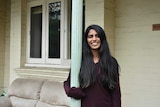 Aasha Sriram out the front of her Melbourne home.