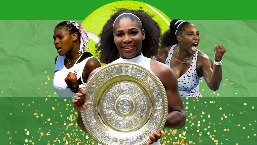 A collection of Serena Williams photos, young and old, celebrating her career.