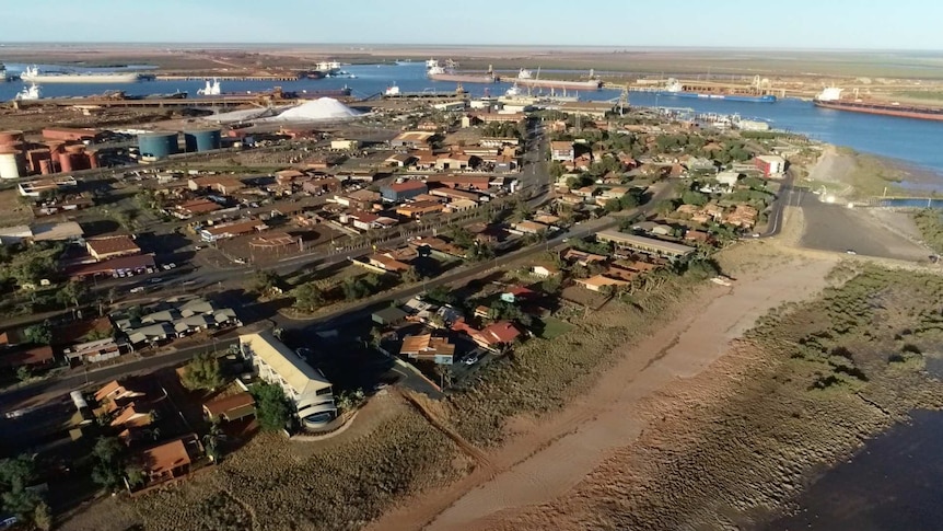 An aerial view of Port Hedland.