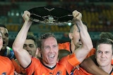 Brisbane Roar celebrates winning A-League premier's plate