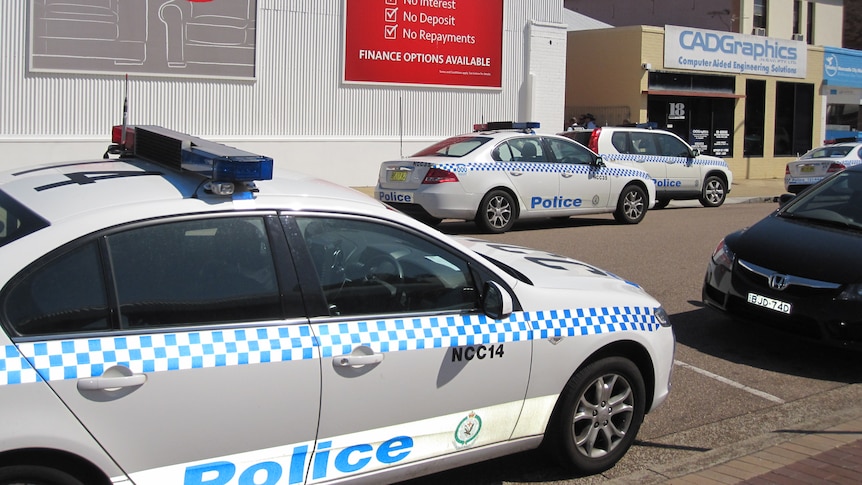 NSW Police cars on Wood Street Newcastle