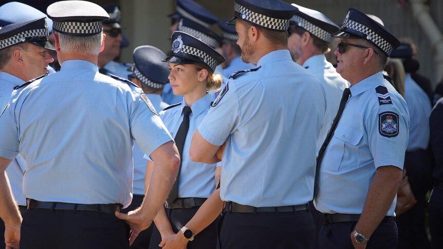 A group of uniformed police officers