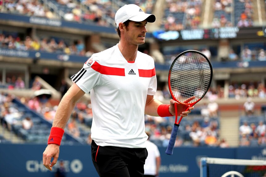 Britain's Andy Murray reacts during his third round win over German Florian Mayer at the US Open.