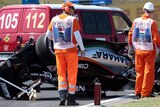 Sergio Perez's flipped car