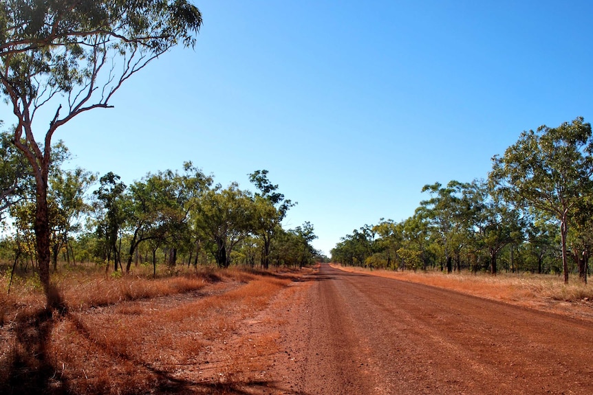 A dirt road leading into Nhulunbuy in Arnhem Land.