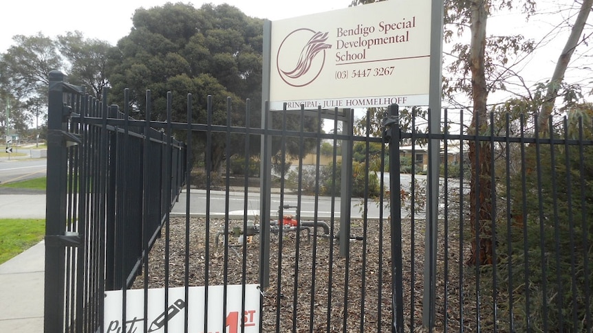 Signs outside the Bendigo Special Development School in central Victoria.