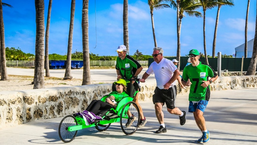 Johanna cruises through Miami in her specially designed race wheelchair.