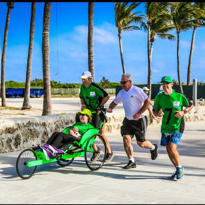 Johanna cruises through Miami in her specially designed race wheelchair.