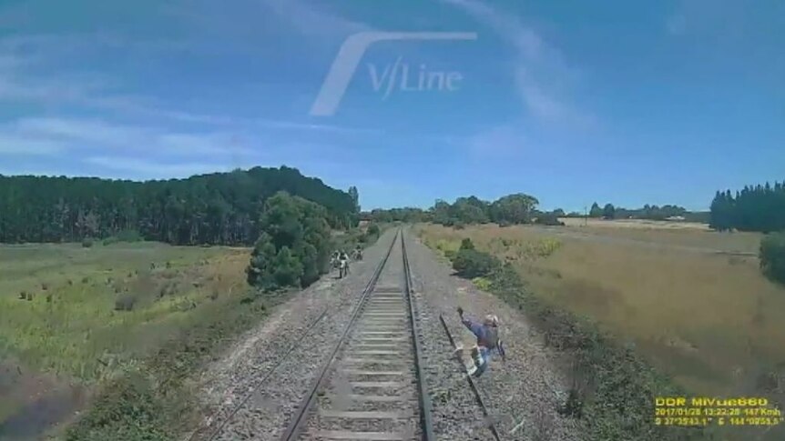 Near hit for trespasser on rail line