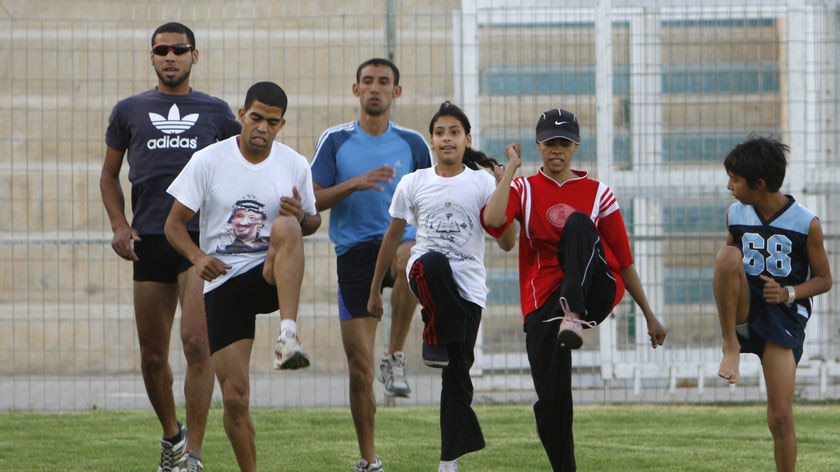 Tough training: The Palestinian Olympic team is about to head off to China.