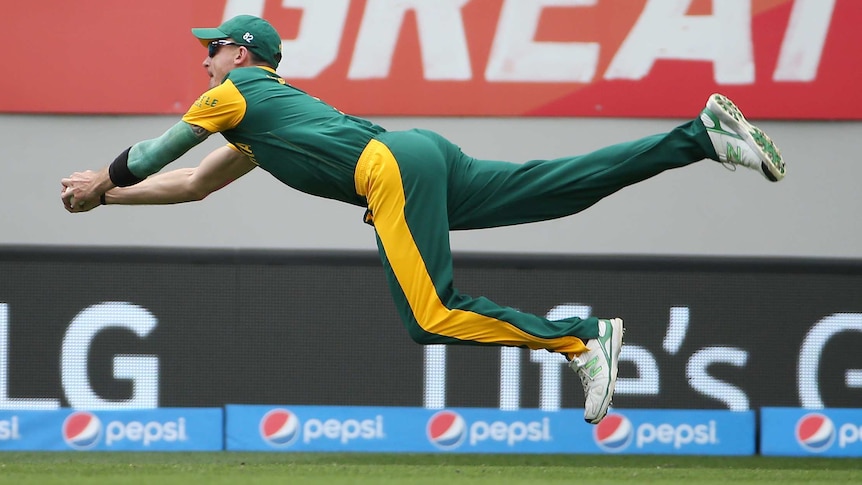 South Africa's Dale Steyn takes a spectacular catch to dismiss Pakistan's Ahmed Shehzad
