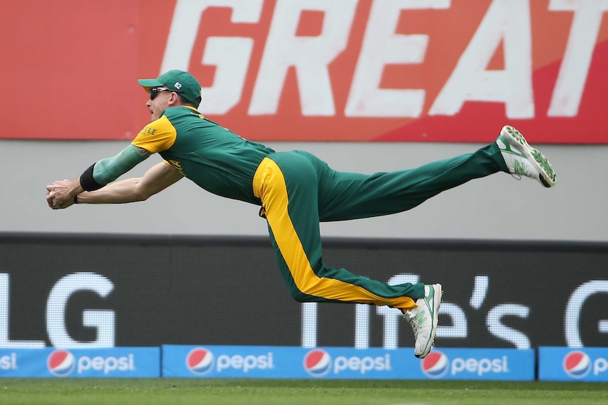 South Africa's Dale Steyn takes a spectacular catch to dismiss Pakistan's Ahmed Shehzad