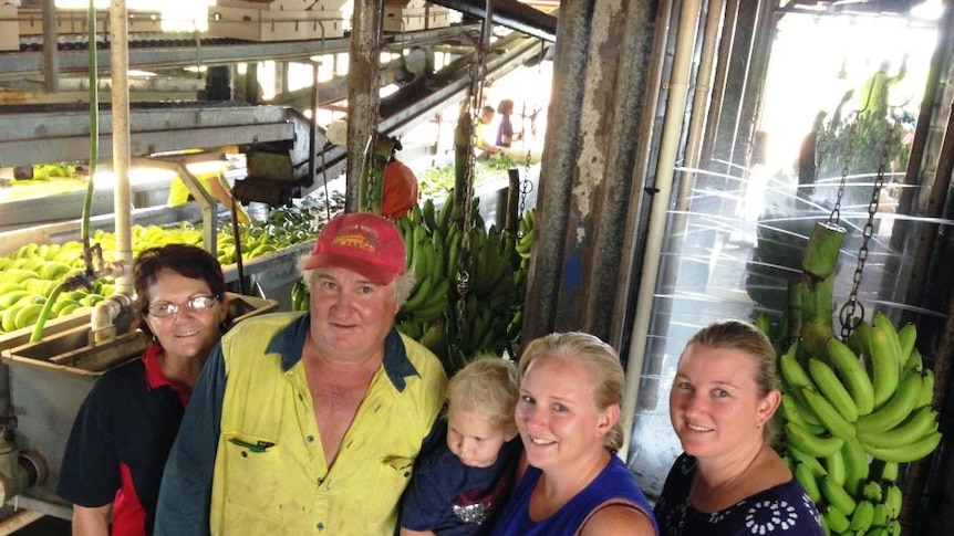 The Robson family on their farm at Tully, north Queensland.