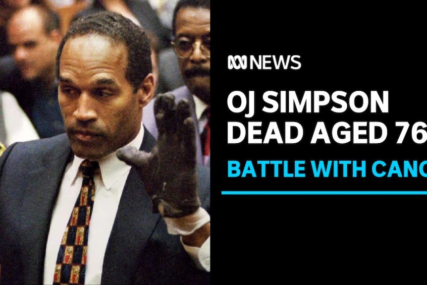 OJ Simpson Dead Aged 76, Battle with Cancer: A man wearing a black glove holds his hand up.