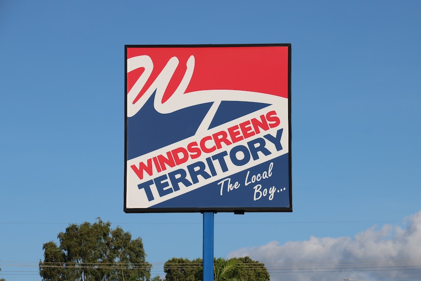 A sign outside the Darwin business Windscreens Territory.