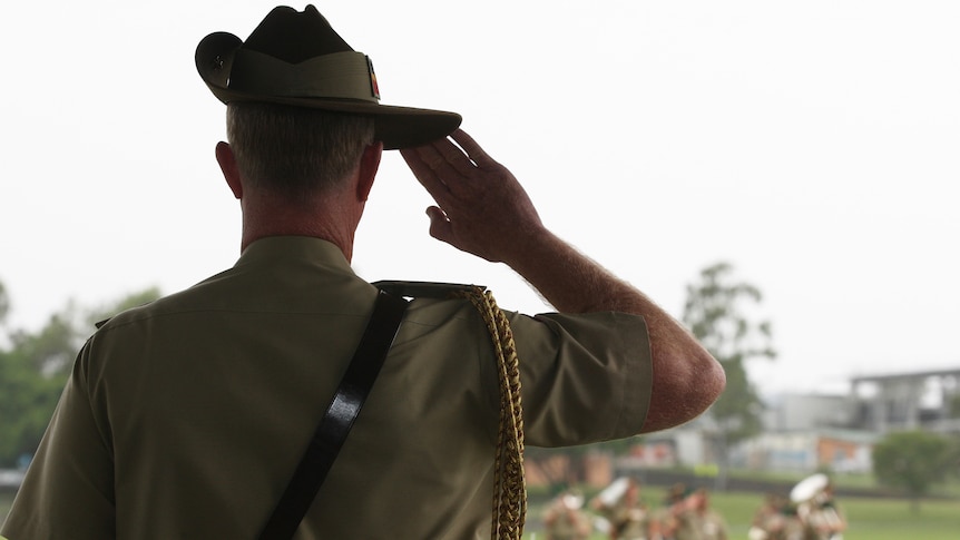 Commander salutes during Army parade