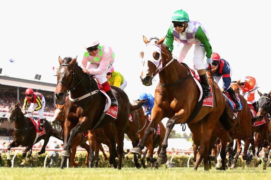 Michelle Payne rides Prince Of Penzance to Melbourne Cup win at Flemington on November 3, 2015.