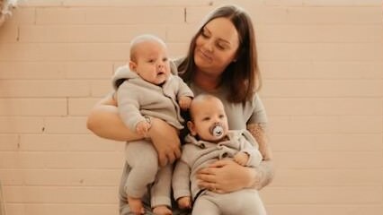 Samantha Stewart and her twins Harry and Jack