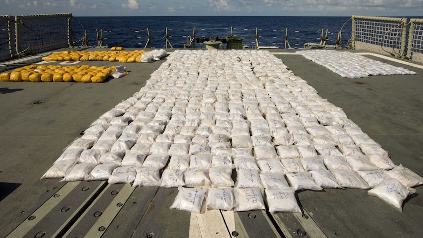 Heroin haul from suspicious boat off Kenya after its seizure by Australian Navy.