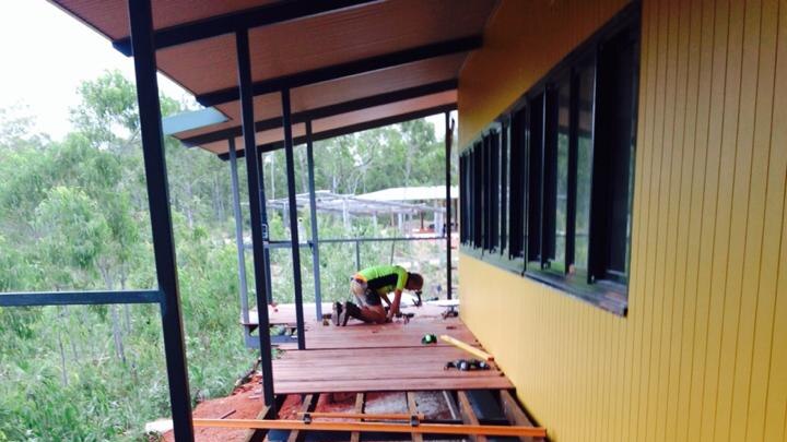 Construction at the new Knowledge Centre in lead up to Garma 2014