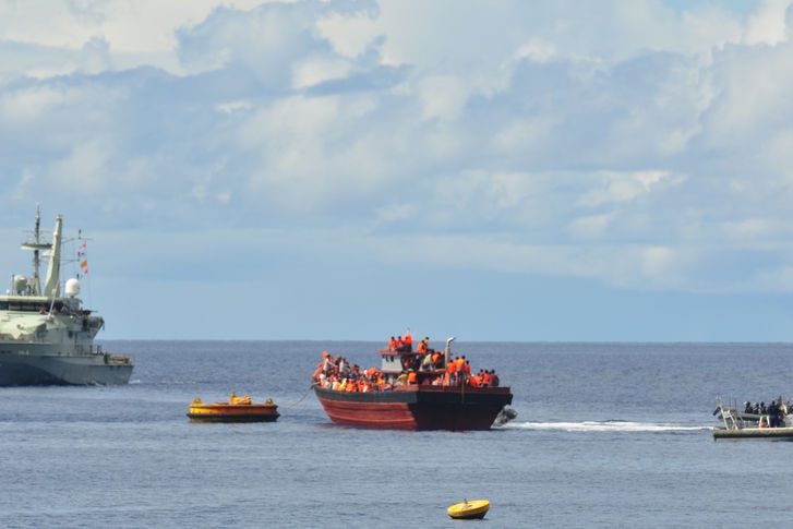 Asylum seekers on boat transferring to Christmas Island (Darren Marsh)