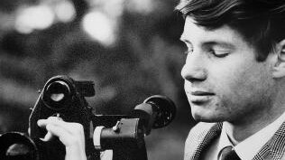 David Brill, pioneering cameraman and cinematographer, in his younger days with ABC Hobart.