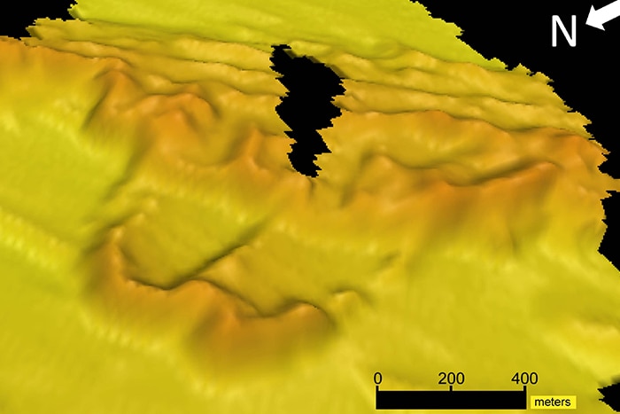 Sonar image of ancient dunes.