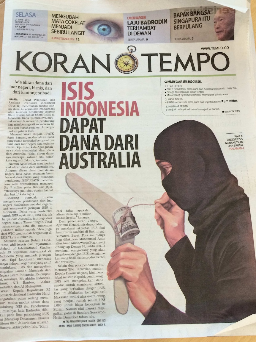 Respected Indonesian newspaper reports on money funding terror networks