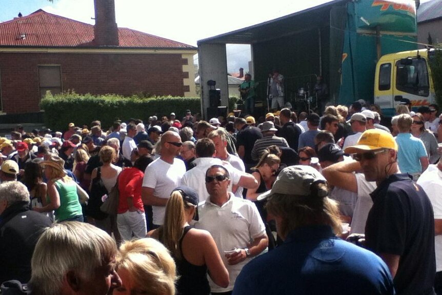 Crowds in the carpark at Shippies for Quiet Little Drink Hobart in 2013