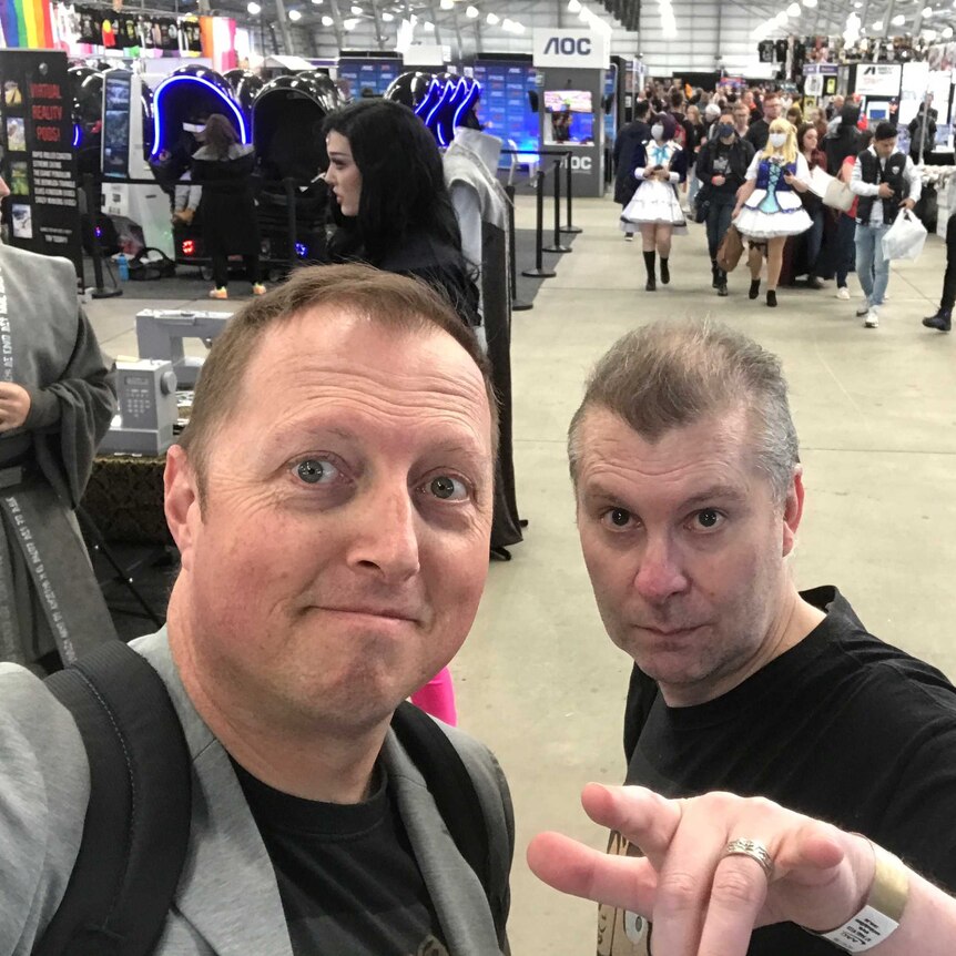 Selfie of Joel Rheinberger and Andrew Hogan at Supanova Pop Culture Convention