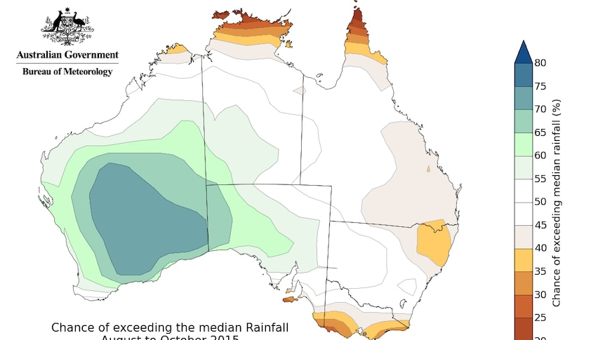 Map of Australia showing rainfall