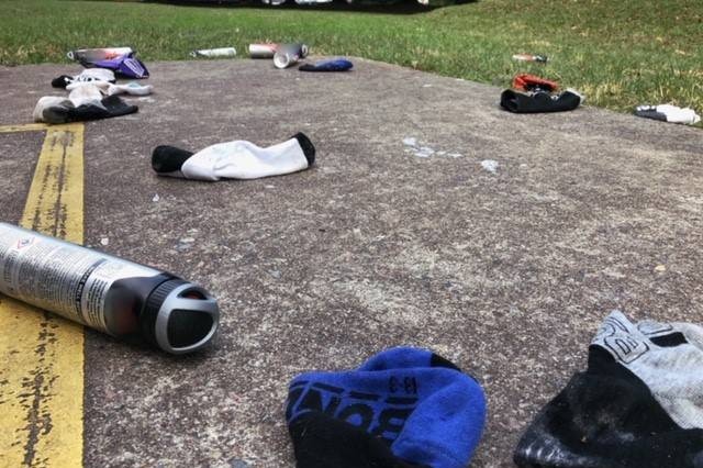 Debris is left scattered around a brisbane park.