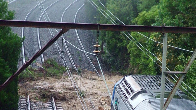 Cityrail is blaming heavy rainfall for the collapse of an embankment onto the Blue Mountains rail line