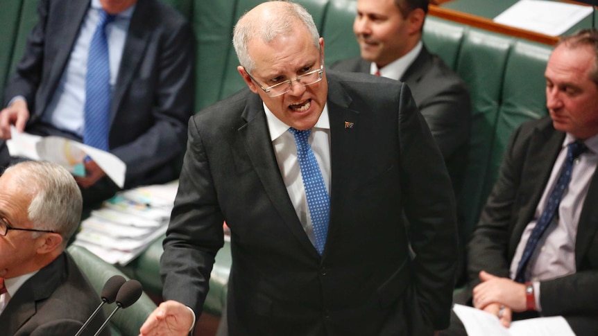 Treasurer Scott Morrison speaking in the Reps chamber