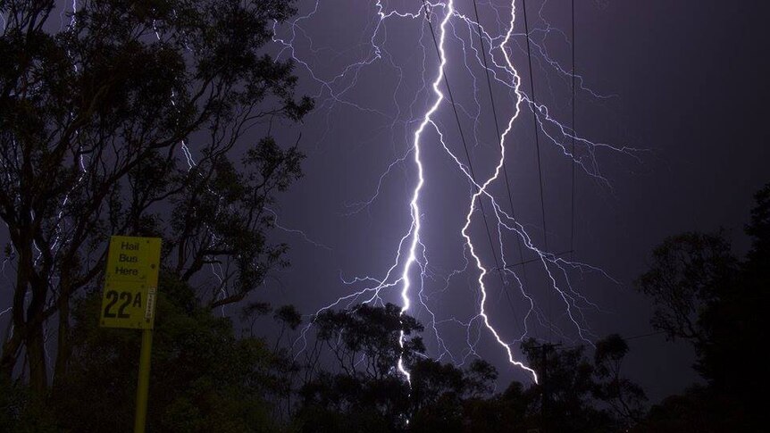 Lightning strikes in the Adelaide Hills