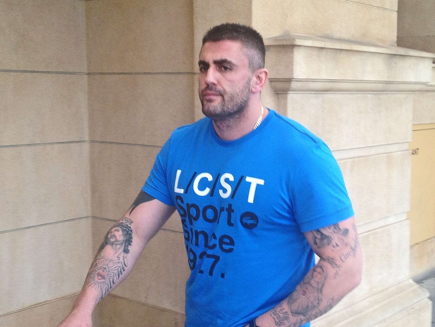 Leonard Gjeka leaving an Adelaide court