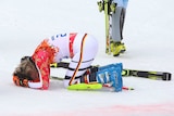 Dream come true ... Maria Hoefl-Riesch of Germany reacts after winning gold