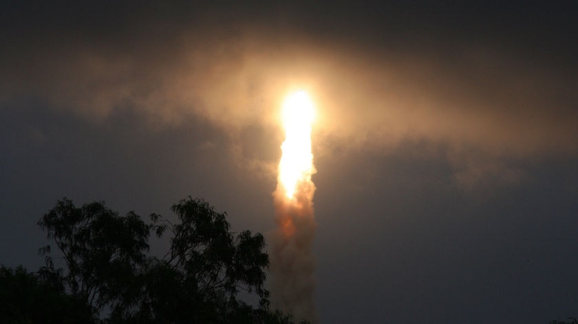 Blast off... the Polar Sattelite Launch Vehicle -C11(PSLV) takes off.