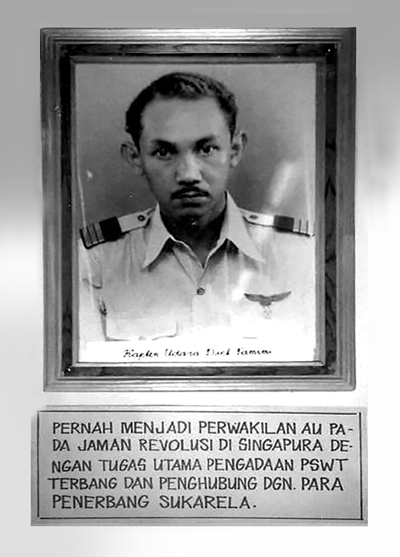 Black and white portrait of Dick Tamimi in his Air Force uniform in 1951.